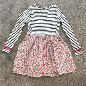 Mini Boden Black and Pink Striped Floral Dress